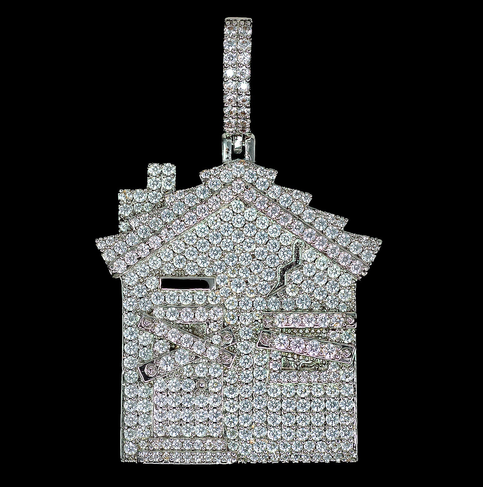 Iced Out Trap House 18K White Gold